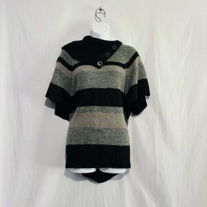 New directions Women's Striped open sleeve knit sweater | L